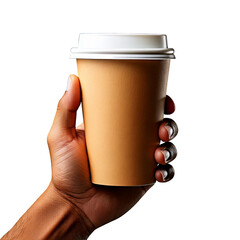 Hand holding a disposable coffee cup