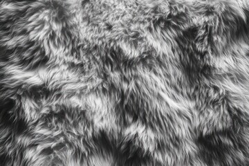 Fototapeta premium close-up of soft shaggy grey fur texture, plush and cozy, evoking warmth and comfort