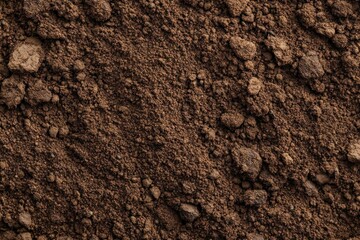 Obraz premium close-up of rich dark brown soil with granular clumps and textured earthy surface evoking a natural grounding feeling