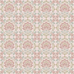 luxury floral damask pattern seamless vector background featuring ornate damask pattern details and vintage botanical elements, creating an elegant decorative ideal for textiles, wallpapers, packaging