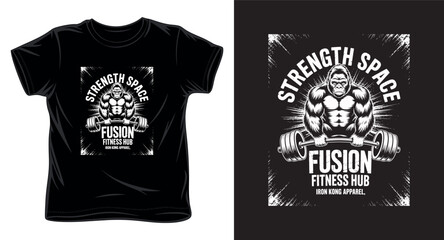 strength space fusion fitness hub graphic vector art t-shirt design print template