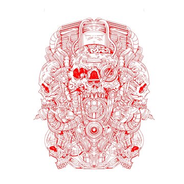 skull with a tattoo on his head