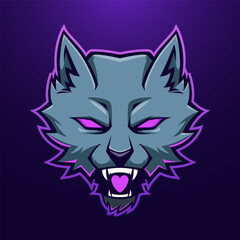 gray wolf Mascot Logo. E-sport Team Emblem Vector