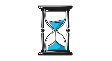 Classic hourglass with blue sand flowing, a powerful symbol of time passing, urgency, and the measurement of life's precious moments.