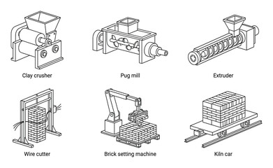 Naklejka premium Illustrative Diagram: Brick Manufacturing Machinery Detailed Schematics