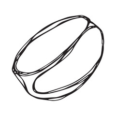 Hand drawn fresh roasted coffee bean Arabica robusta seed doodle Single element for print, web, design, decor