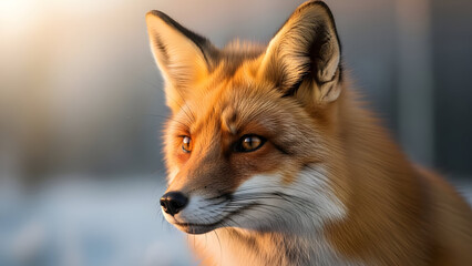 Red fox looking alert in natural forest habitat