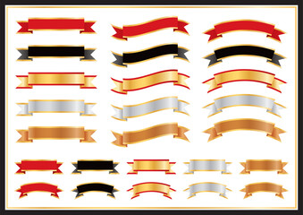 A set of 5 luxurious ribbons in various shapes