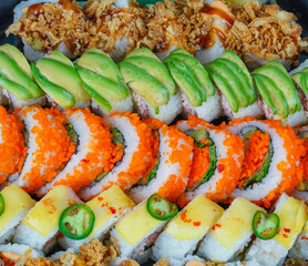 close up on fresh sushi roll 