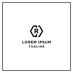 Fototapeta premium cr or rc hexagon logo