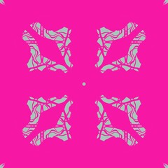 Abstract Magenta Mint Geometric floral seamless Pattern
