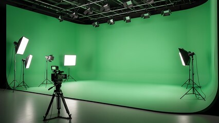 Abstract minimal seamless green screen texture vivid chroma key digital background clean smooth template for video editing production overlay design media and graphic resources