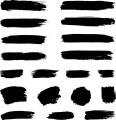 Grunge Black Paint Brush Strokes Set