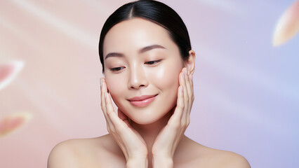 Portrait of young woman with perfect skin.