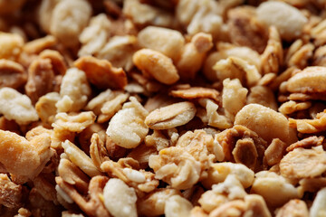 Healthy Granola with Oatmeal and Seeds Close-Up of Breakfast Food