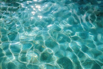 Obraz premium Clear blue water surface with sunlight reflections creating sparkling patterns and gentle ripples