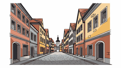 Obraz premium Charming European Street Scene with Historic Buildings.