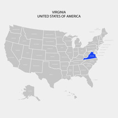 UNITED STATES OF AMERICA MAP - VIRGINIA