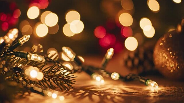 Festive christmas lights with blurred background