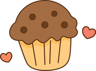 Brown and yellow cupcakes and hearts