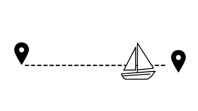 Line Motion Path Location Icon Boat