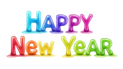 Pastel Rainbow Happy New Year 3D Text - Soft Gradient Typography