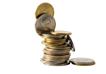 Stack of various coins