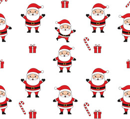 Christmas and Winter Holiday Seamless Pattern Bundle – Santa Claus, Snowman, and Festive Characters Digital Background Vectors