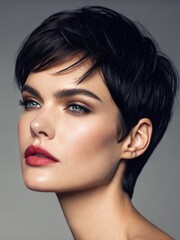 Close-up portrait of a supermodel woman in an attractive pose