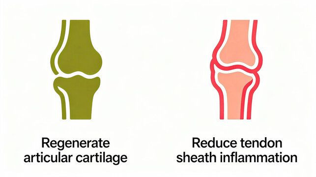 Reducing tenosynovitis with articular cartilage represents the protective function of regenerating articular cartilage and alleviating tenosynovitis, suitable for health care materials.
