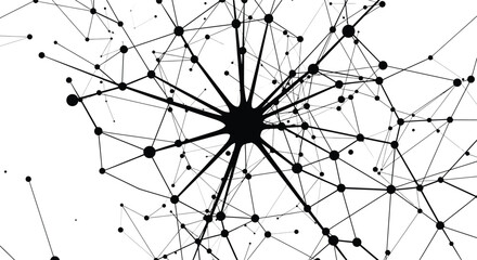 Abstract network connections with glowing nodes and connecting lines symbolizing data transfer and communication isolated on white background