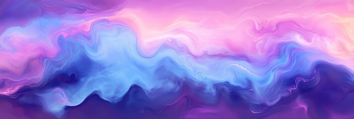 Abstract vibrant swirling waves of blue, purple, and pink colors blending smoothly conveying a sense of fluid motion and dreamy atmosphere