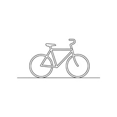Minimalist line art illustration of a classic road bicycle, representing eco-friendly urban mobility, travel, and active leisure isolated on transparent background