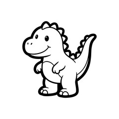 Fototapeta premium Adorable cartoon dinosaur with a friendly smile, perfect for children's books, nursery decor, or playful designs, embodying innocence and prehistoric charm for youthful audiences