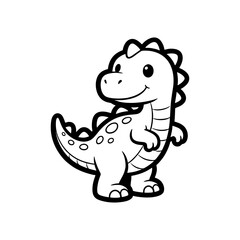 Fototapeta premium Adorable cartoon baby dinosaur illustration in a friendly outline style. Perfect for children's educational content, storybooks, and playful designs
