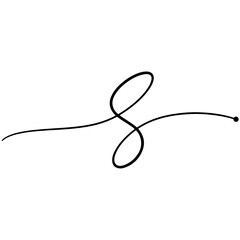 Obraz premium Elegant black script flourish with a dot, isolated on a clean white background, symbolizing grace and fluidity. isolated on transparent background