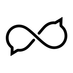 Infinity symbol formed by two interconnected speech bubbles, representing endless communication and continuous dialogue. isolated on transparent background