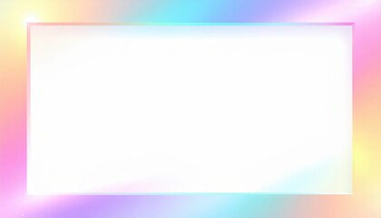 Naklejka premium Futuristic Holographic Gradient Rectangular Frame with Iridescent Neon Colors for Modern Technology Banner or Trendy Social Media Post Template