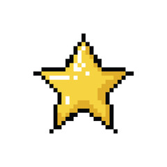 Obraz premium A simple pixel art yellow star illustration with a dark outline