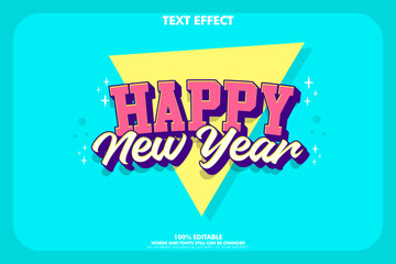Editable text effect happy new year for greeting 