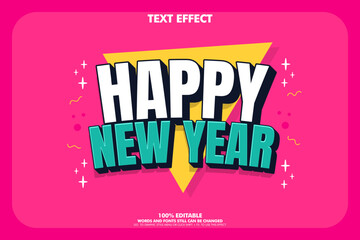 Editable text effect happy new year for greeting 
