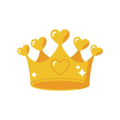 A golden crown adorned with sparkling hearts a symbol of royalty