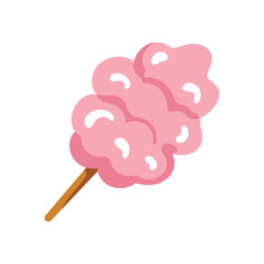 A delightful pink cloud of cotton candy on a wooden stick