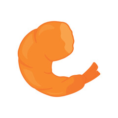 Cooked Shrimp Prawn Closeup Flat Icon Vector Illustration