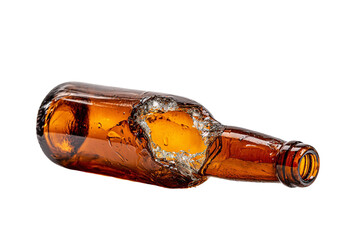 Cracked Alcohol Bottle Realistic Mockup Isolated