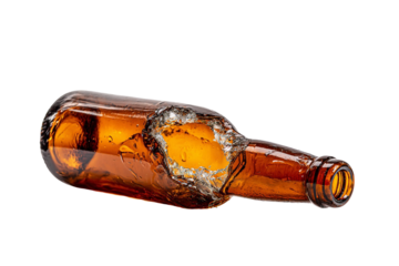 Cracked Alcohol Bottle Realistic Mockup Isolated