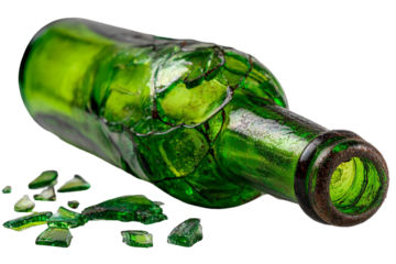 Broken Beer Bottle Isolated on Transparent Background