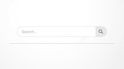 Centered minimalist white search bar on bright background with subtle grey button and thin underline divider, ideal for clean homepages and distraction free modern search experiences


