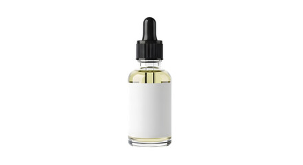 Naklejka premium Elegant cosmetic dropper bottle with clear liquid pristine white label and sleek black accents isolated on transparent background