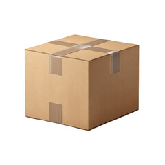 Cardboard Shipping Box Packaging Mockup Isolated on Transparent Background